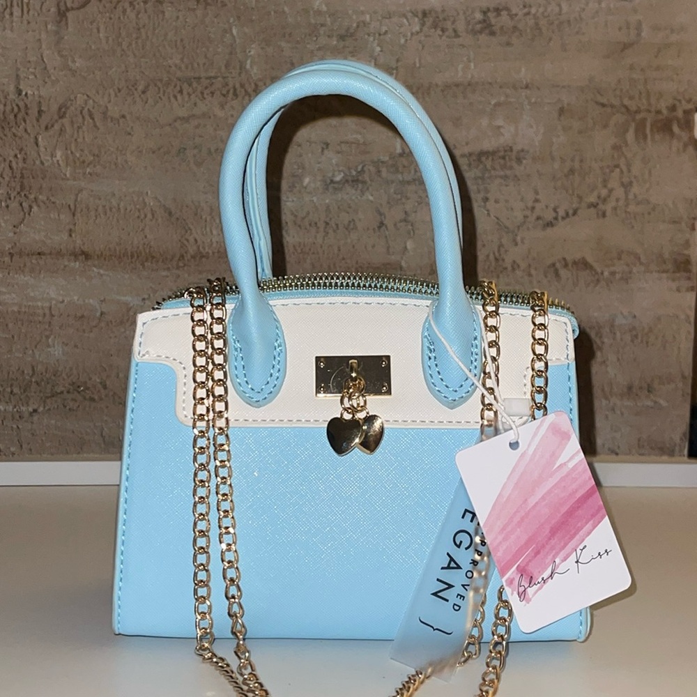 Blush kiss baby blue mini purse